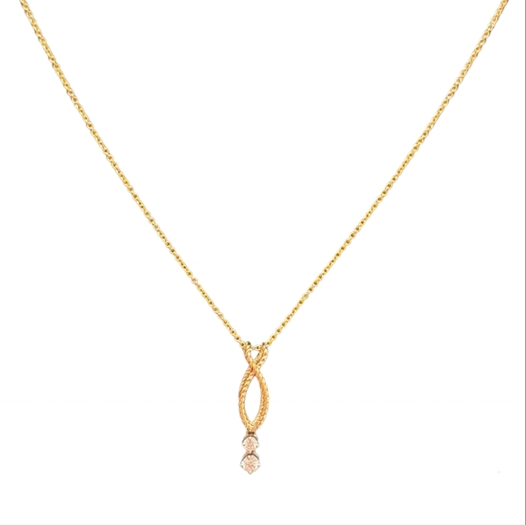 Roberto Coin 18k Yellow Gold Double Drop Diamond Necklace - Picture 1 of 6